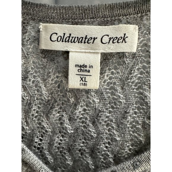 Coldwater Creek size XL gray sequined wool blend lightweight v neck sweater - Picture 4 of 8
